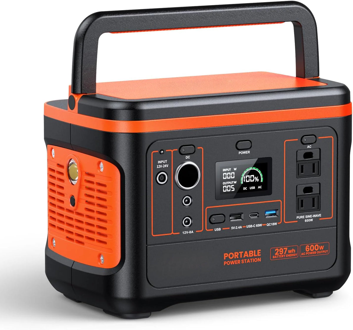 Portable Power Station, 297WH Backup Lithium Battery Generator with 600W AC Output and 100W Fast Charging, Solar Generator for Outdoors…