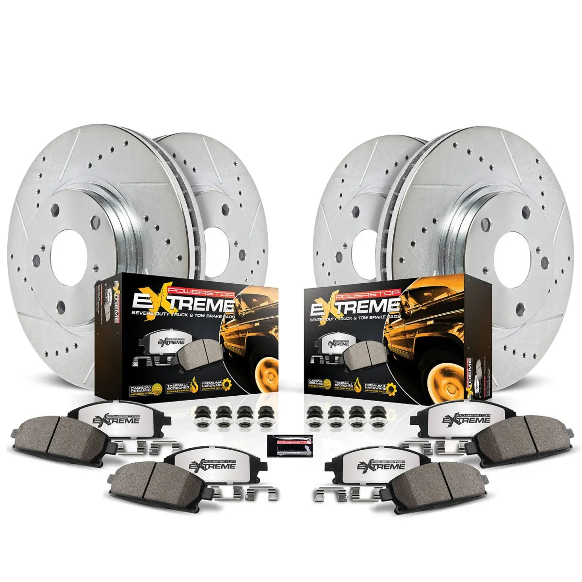 Front Z36 Truck Carbon-fiber Ceramic Brake Pad and Drilled & Slotted Rotor Kit