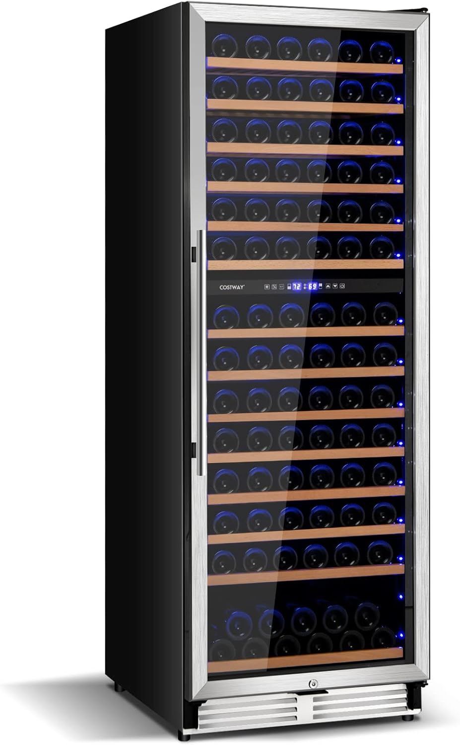 154-Bottle Dual-Zone Wine Cooler with Tempered Glass Door