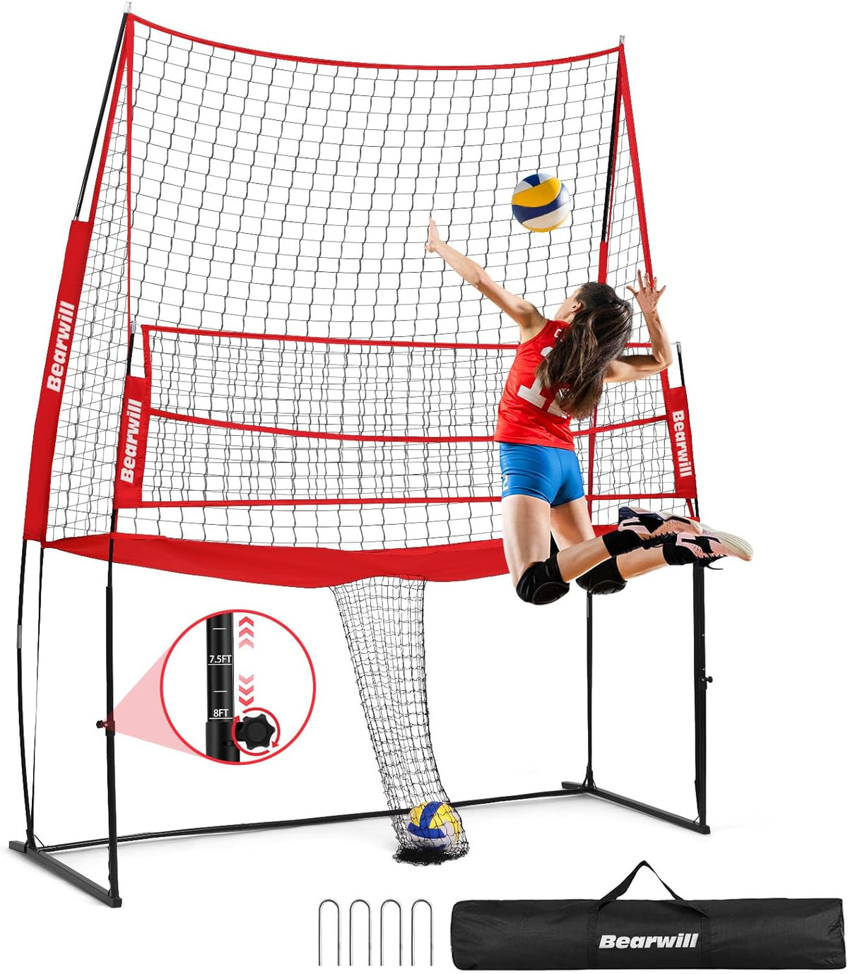 Adjustable Volleyball Practice Net for Indoor and Outdoor Training