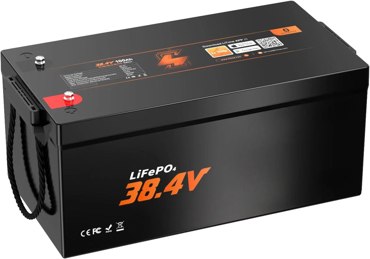 36V 100AH Obm Bluetooth Low-temp Protection LIFEPO4 Battery, Built-in 100A Bms, Deep Cycle Lithium Iron Phosphate Battery Perfect for…