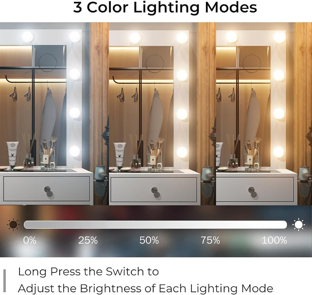 55-Inch Makeup Vanity with Lighted Mirror and 11 Drawers