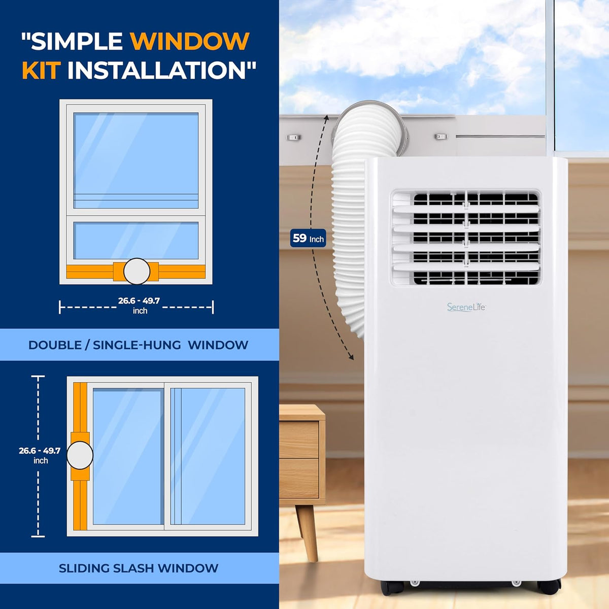 8,000 BTU Portable Air Conditioner with Remote and Window Kit