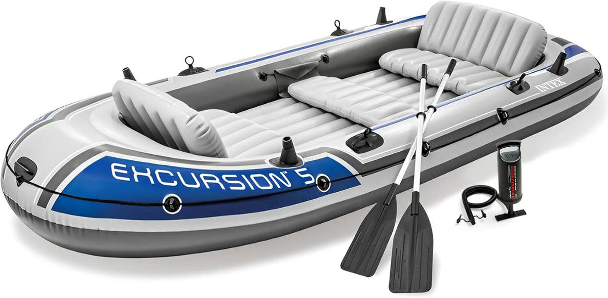 Excursion Inflatable Boat Series Includes Deluxe 54IN Boat Oars and High Output Pump Supertough Pvc Adjustable Seats with BACKRES2 B26