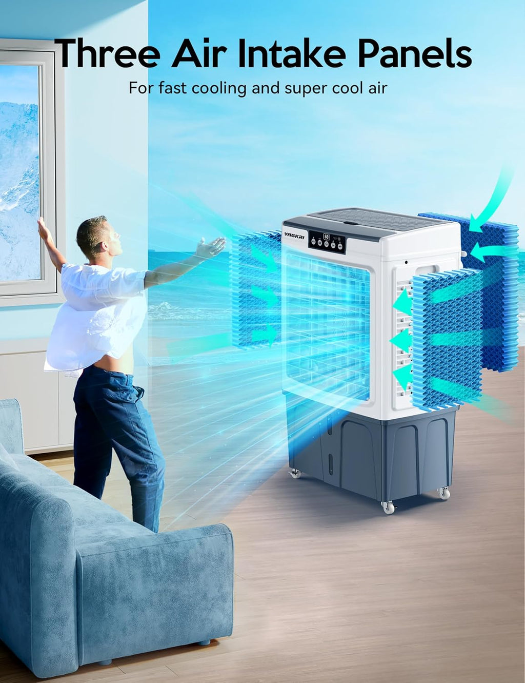 2,100 CFM Evaporative Air Cooler with Remote and 8-Gallon Tank