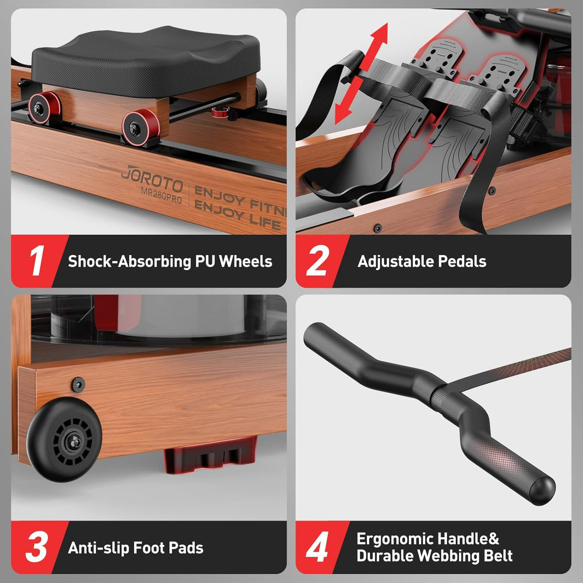 Folding Water Rowing Machine with Bluetooth Monitor