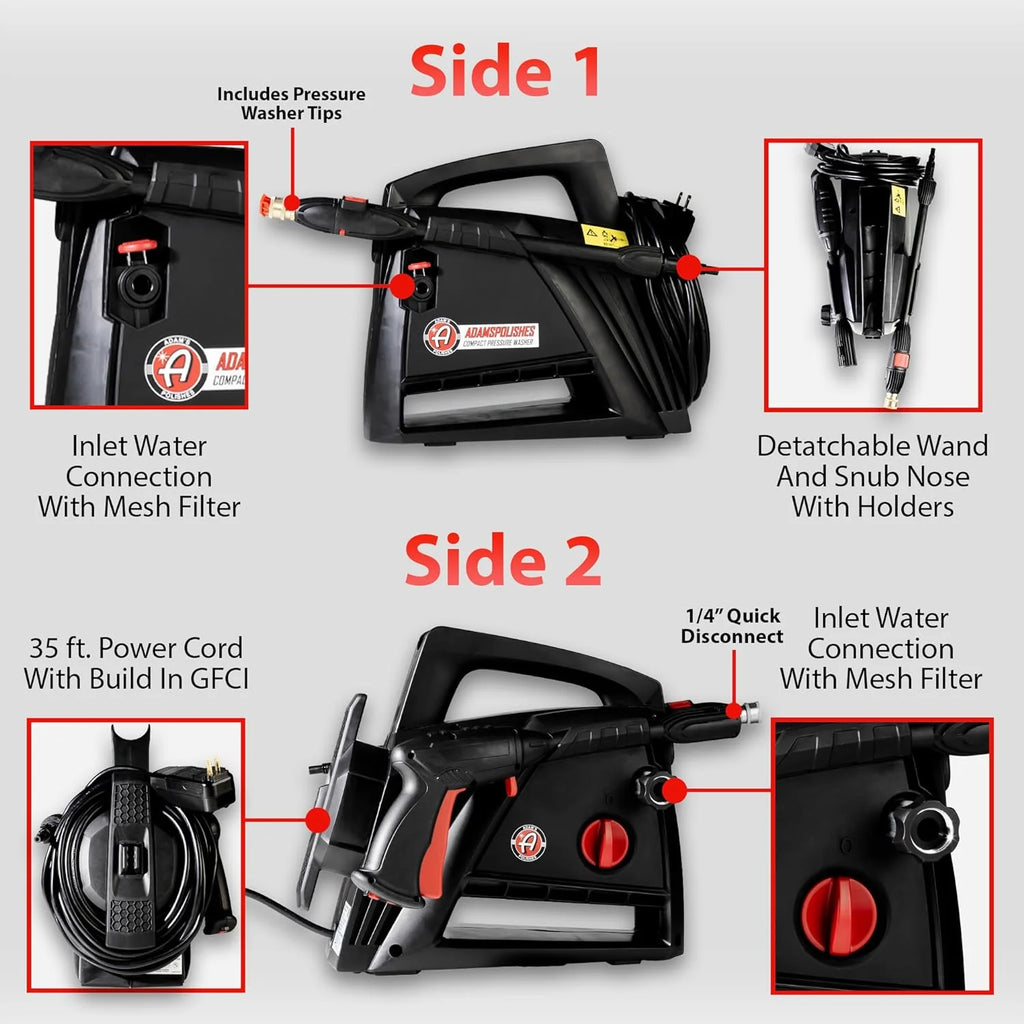Electric Pressure Washer 2.0, Powerful 1.4 GPM 2000 PSI Car Pressure Washer Sprayer, Snub Nose & Tip Attachment, Use,car Soap, Patio Boat RV…