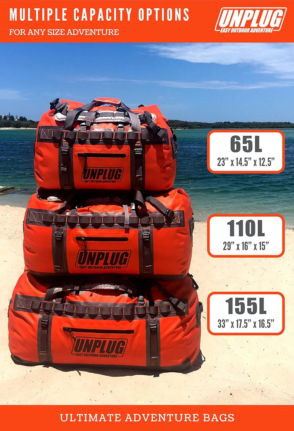 Ultimate Adventure Bag -1680D Heavy Duty Waterproof Travel Duffel Bags for Camping, Motorcycle Dry Bag, Waterproof Bags for Boating,…