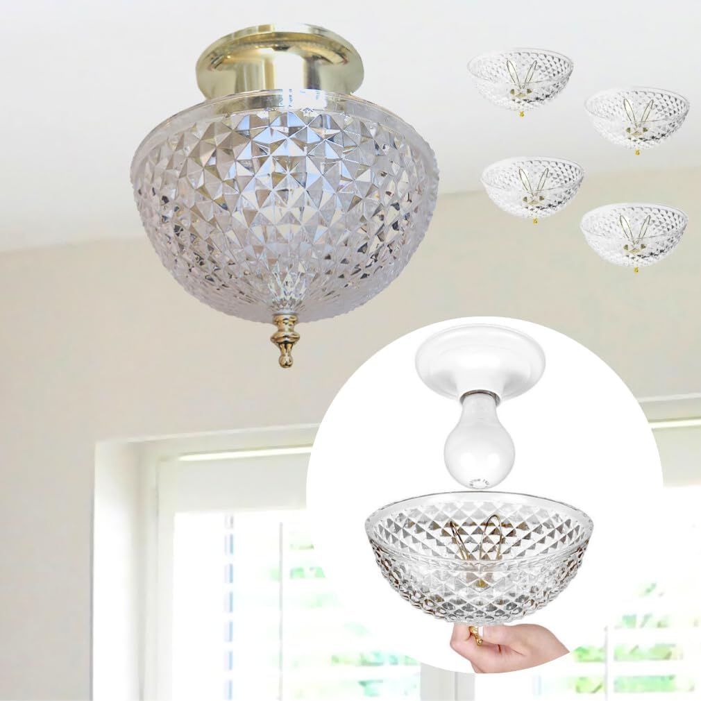 Shadevie Diamond-Cut Acrylic Clip-On Lamp Shade – for Ceiling Bulbs & Lamps