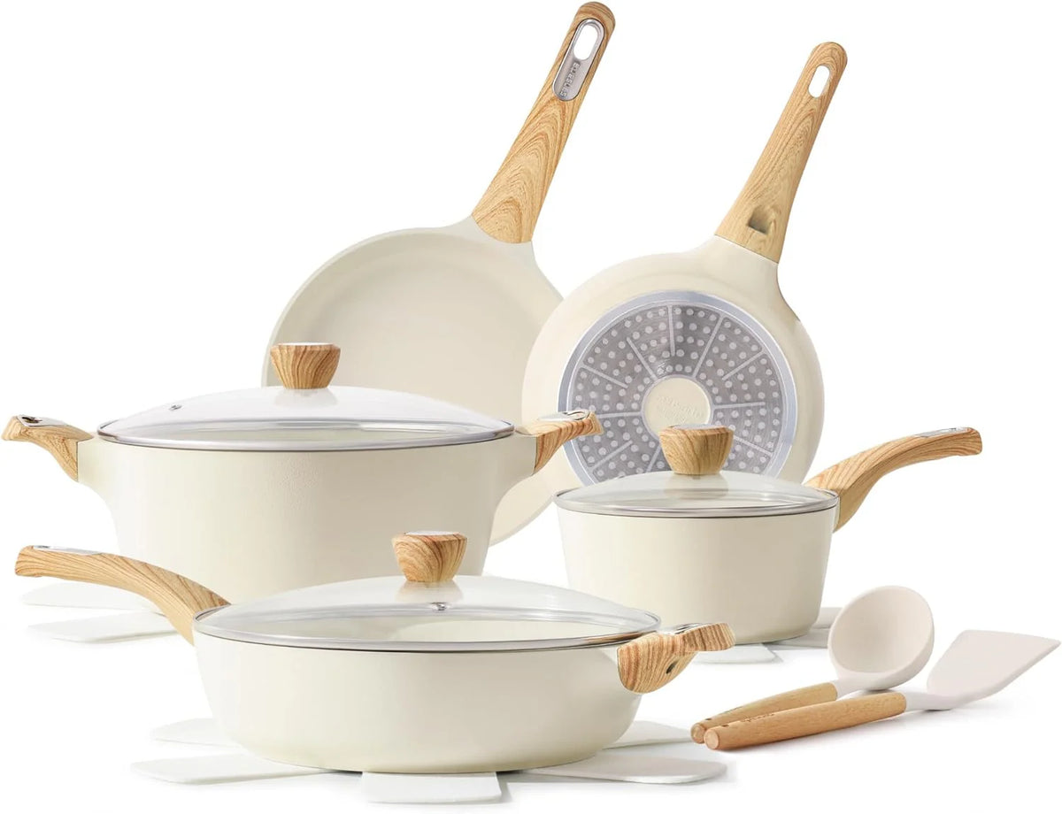 Cookware Sets, Pots and Pans Set Non Stick, 14-PIECE Induction Cookware, Non Toxic Healthy Non Stick Kitchen Cooking Set, with Frying Pans…