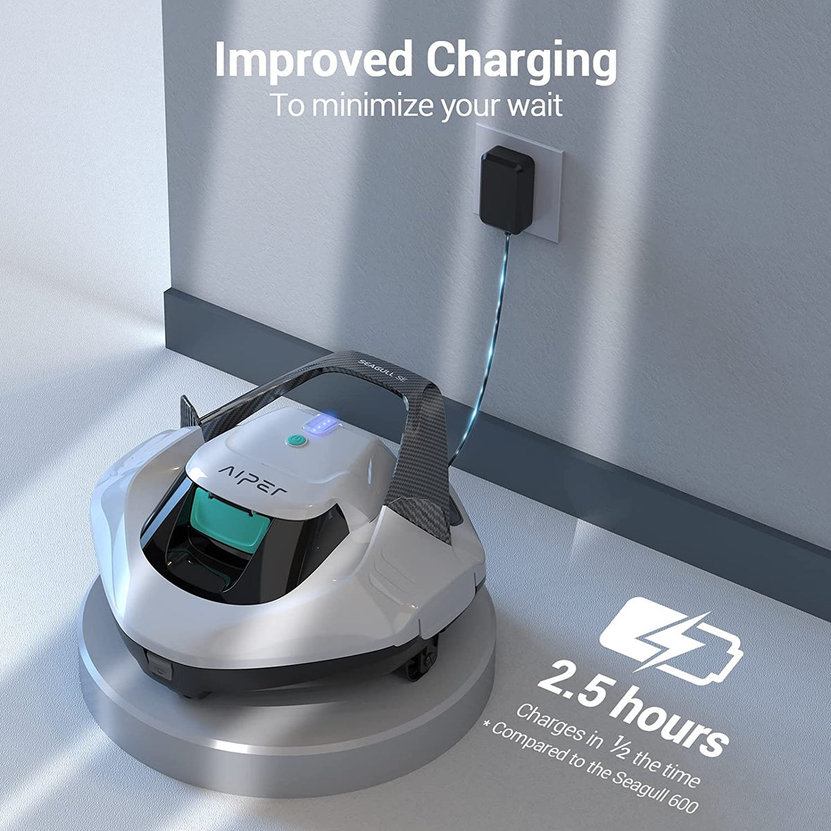 Cordless Robotic Pool Cleaner, Pool Vacuum with Dual-drive Motors