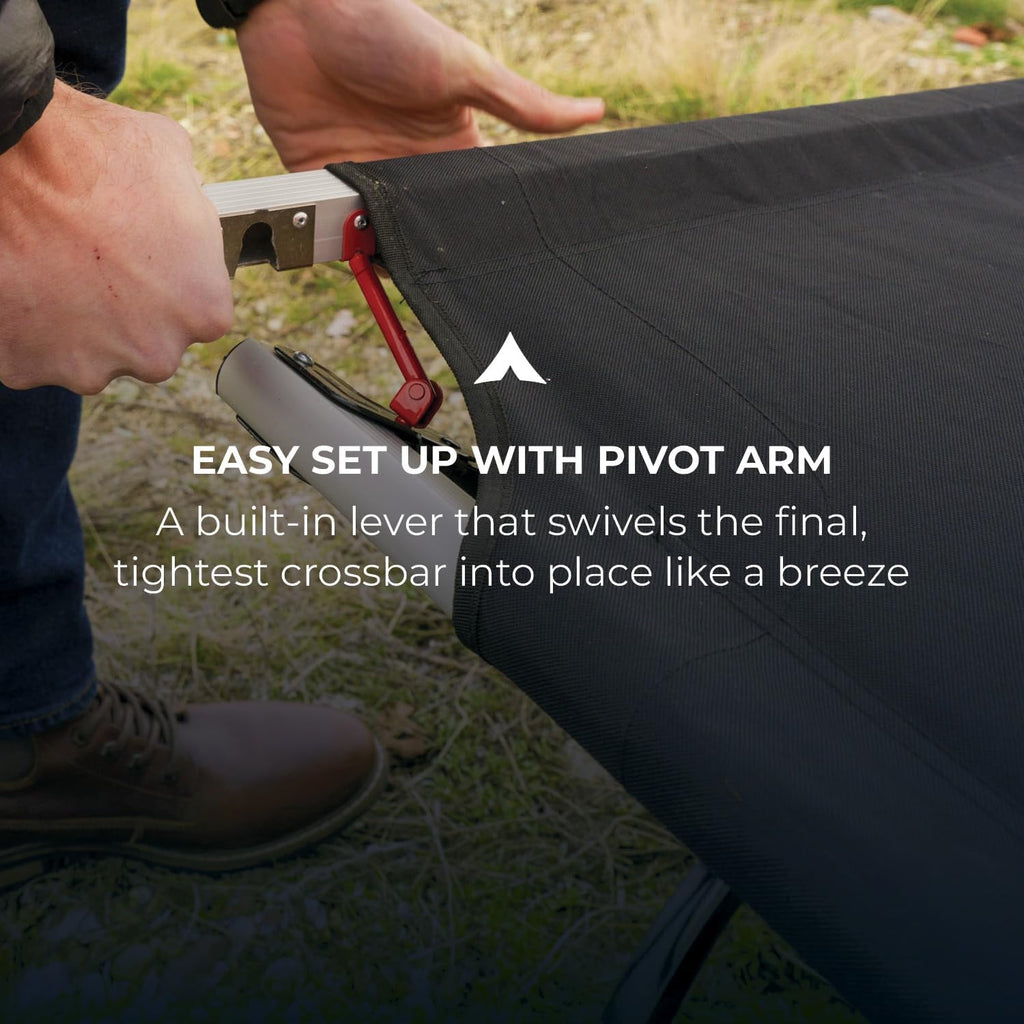 XXL Folding Camping Cot with Pivot Arm
