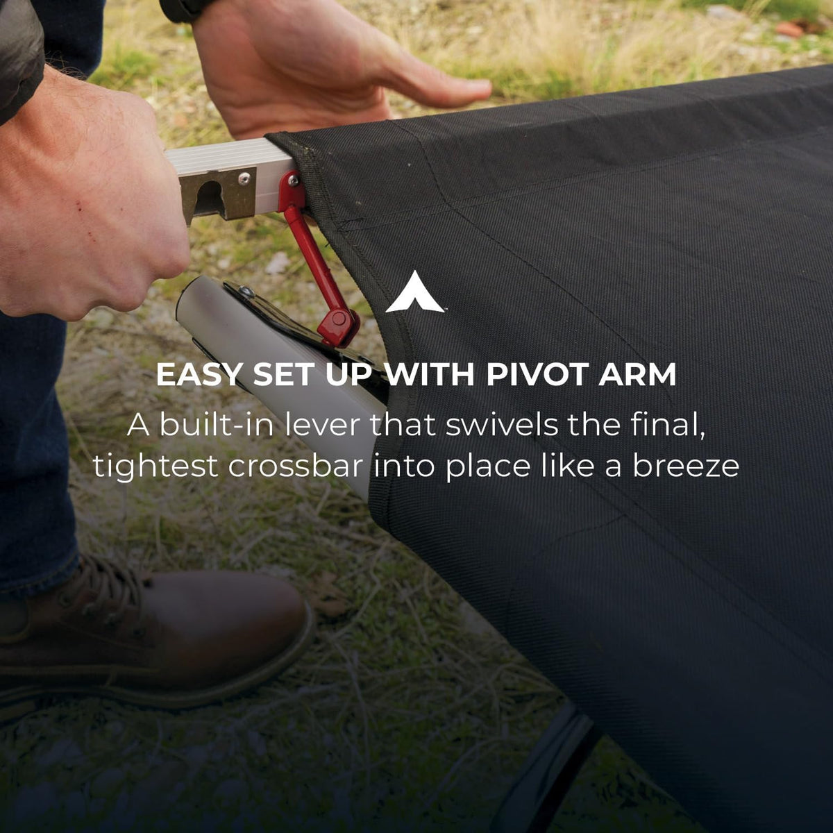 XXL Folding Camping Cot with Pivot Arm