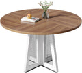 47-Inch Round Dining Table with Pedestal Base, Oak