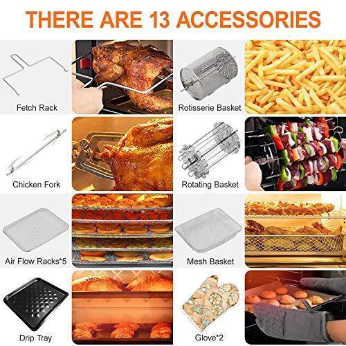10-IN-1 Air Fryer Oven, 20 quart Airfryer Toaster Oven Combo, 1800W Large Air Fryers, Convection Toaster Oven with Rotisserie Dehydrator