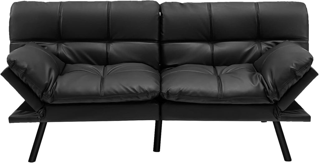 72-Inch Convertible Futon Sofa Bed with Adjustable Backrest, Gray