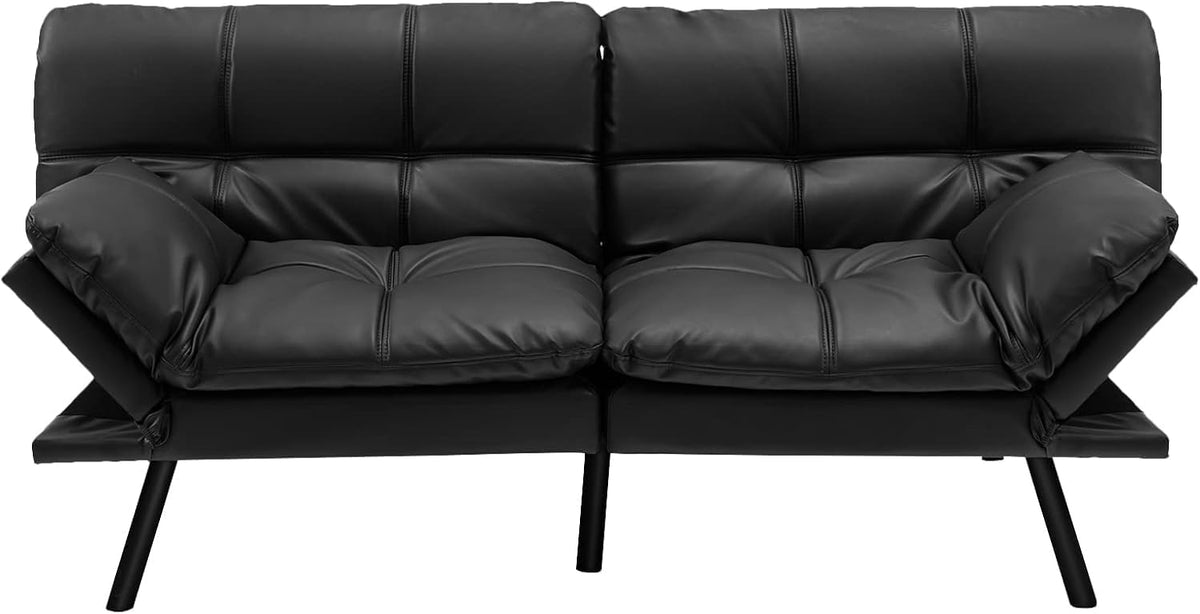 72-Inch Convertible Futon Sofa Bed with Adjustable Backrest, Gray