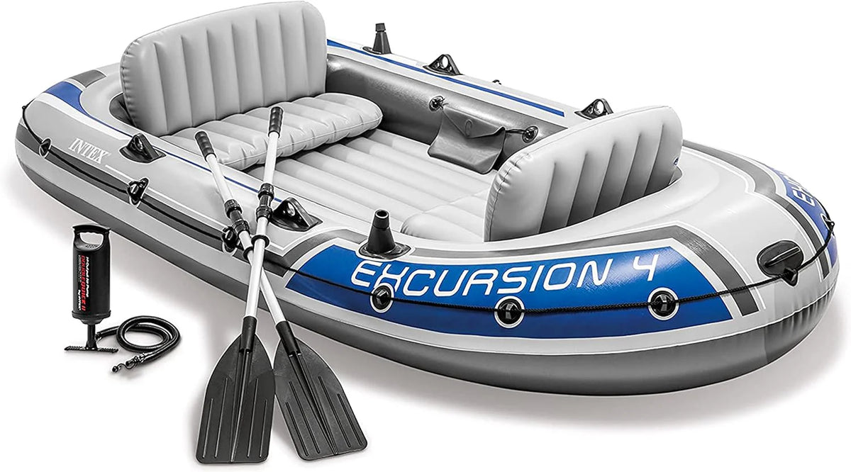 Excursion Inflatable Boat Series Includes Deluxe 54IN Boat Oars and High Output Pump Supertough Pvc Adjustable Seats with BACKRES2 B26