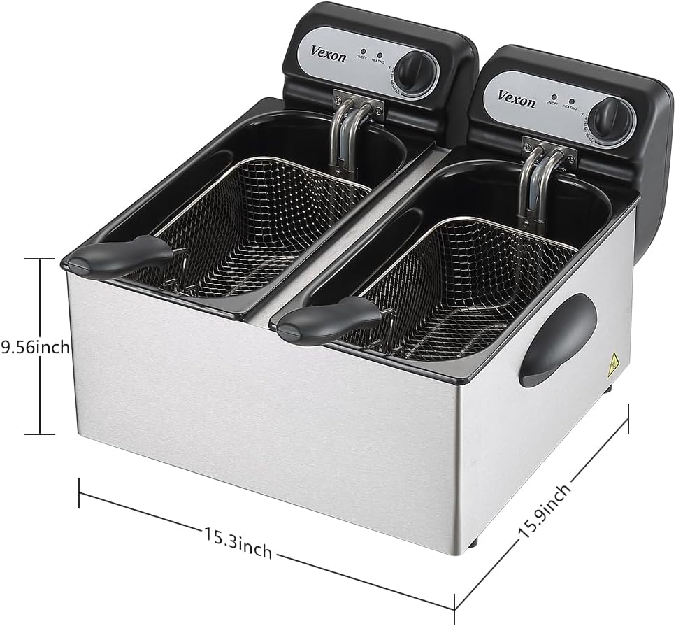 3000W Commercial Electric Deep Fryer with Baskets & LIDS,2X3L Stainless Steel Double Deep Fryer,small Deep Fryer with Basket,temperature…
