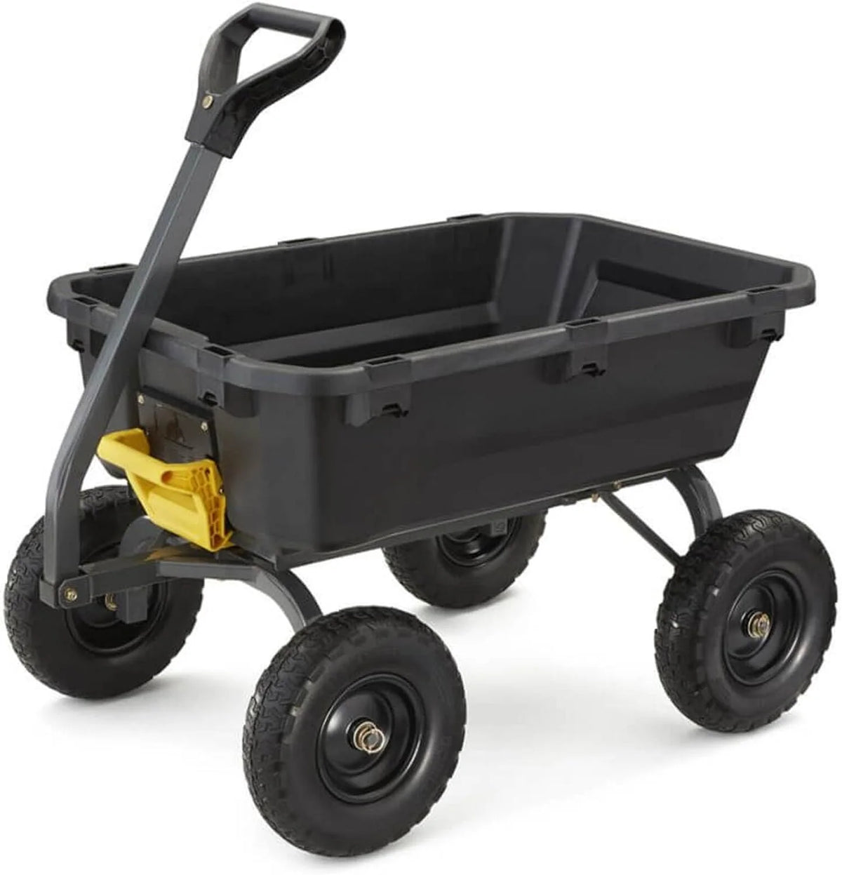Heavy-duty Poly Dump Garden Cart with No-flat Tires, 7 Cubic Feet, 1200-POUND Capacity, Black