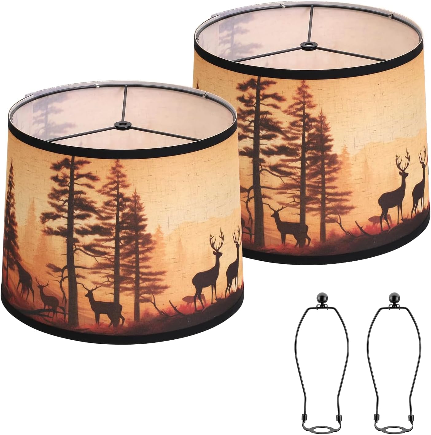 Shadevie Rustic Deer Print Drum Lamp Shade – for Cabin & Lodge Decor