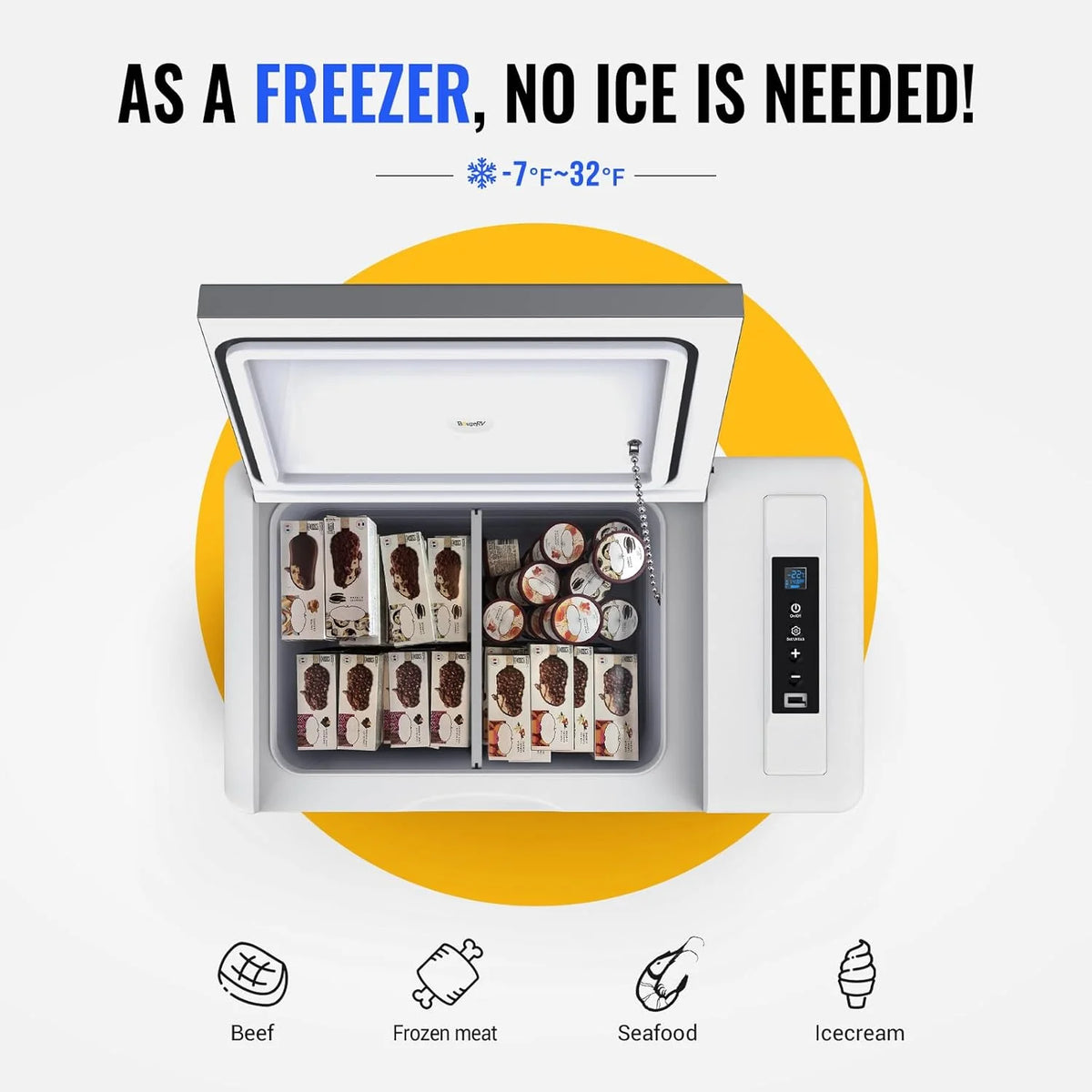 12 Volt Refrigerator 12V Car Fridge 23 quart Portable Freezer Compressor Cooler 12/24V Dc 110~240 Volt AC for Truck Van RV Camper Suv Travel…