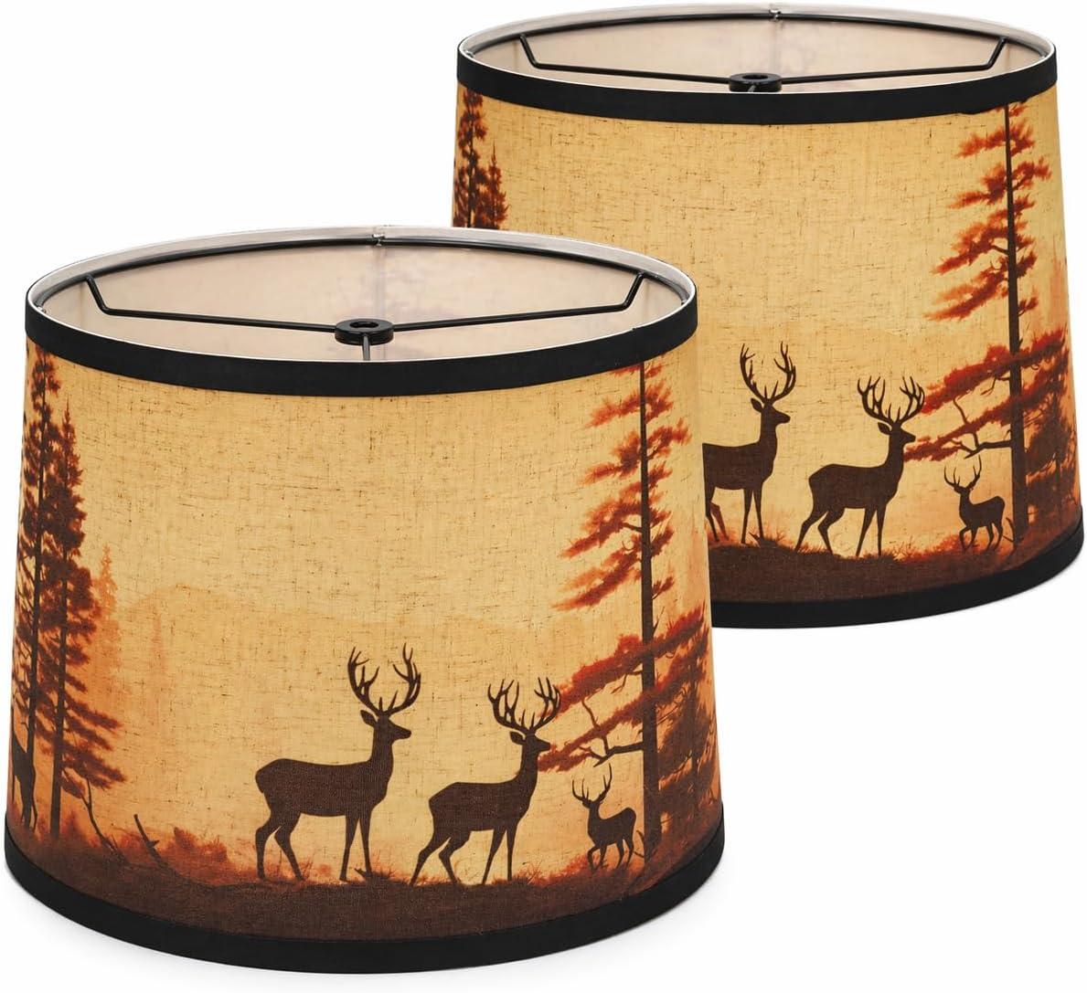 Shadevie Rustic Deer Print Drum Lamp Shade – for Cabin & Lodge Decor