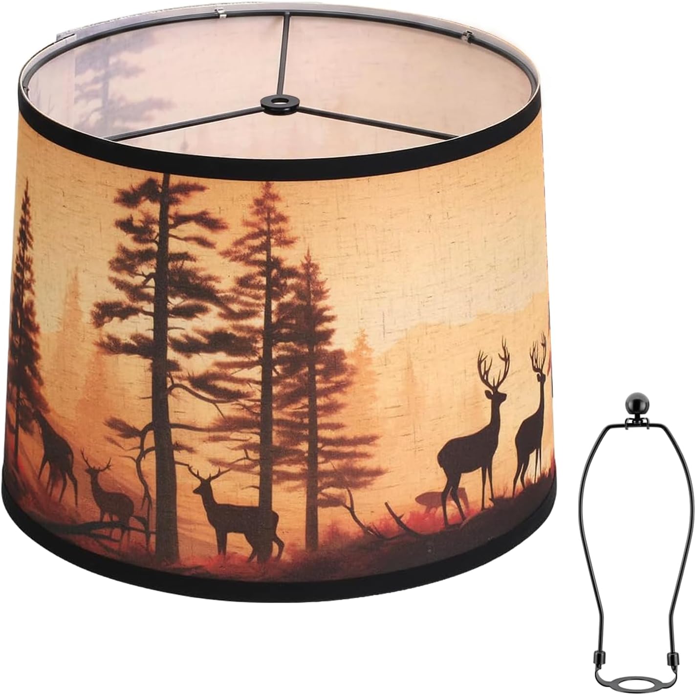 Shadevie Rustic Deer Print Drum Lamp Shade – for Cabin & Lodge Decor