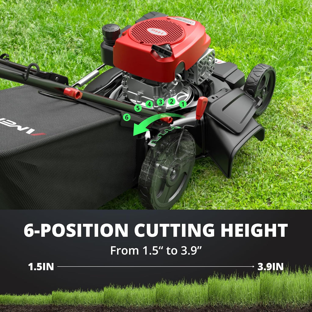 21-Inch 144cc Gas Push Lawn Mower with Grass Catcher