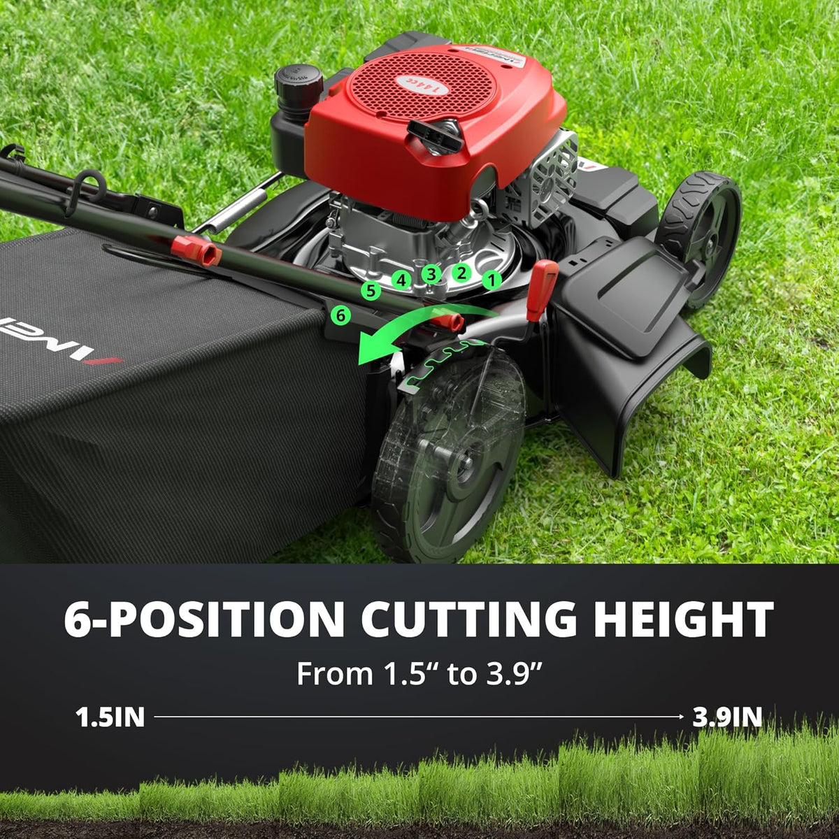 21-Inch 144cc Gas Push Lawn Mower with Grass Catcher