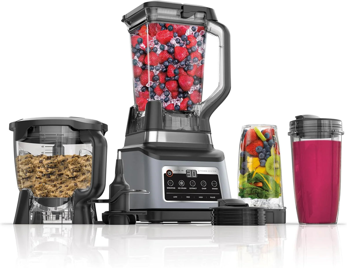 Professional Plus Kitchen System, 1400 Wp, 5 Functions for Smoothies, Chopping, Dough & More with Auto Iq, 72-OZ.* Blender Pitcher, 64-OZ.…