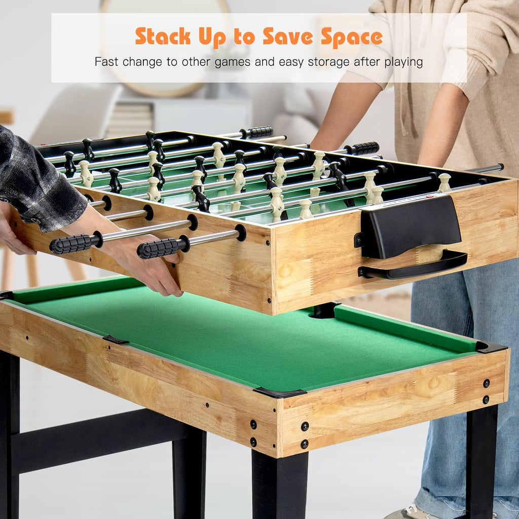 10-in-1 Multi-Game Table with Foosball, Pool and Table Tennis