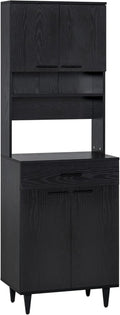 71-Inch Freestanding Kitchen Pantry with Microwave Space, White