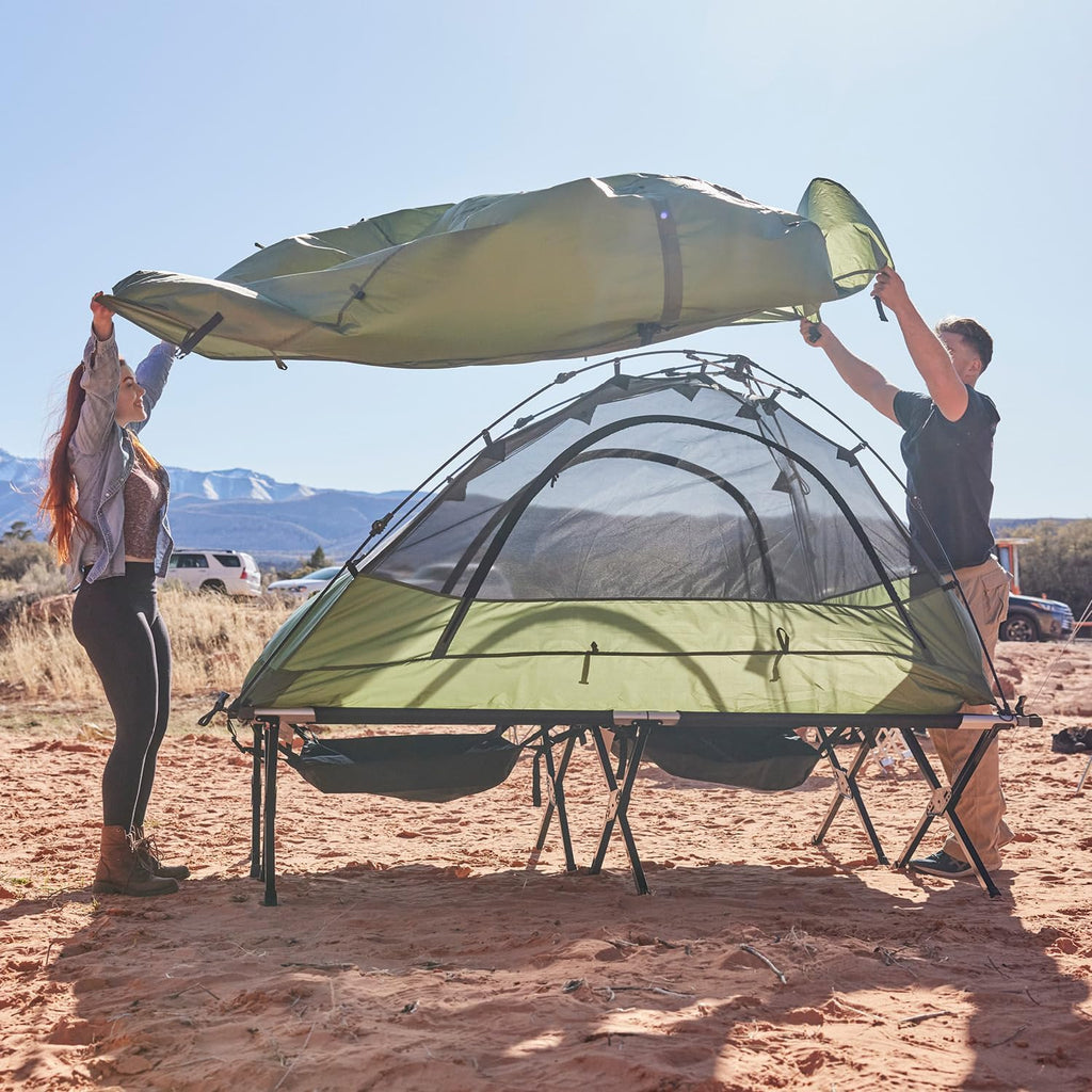 XXL Folding Camping Cot with Pivot Arm