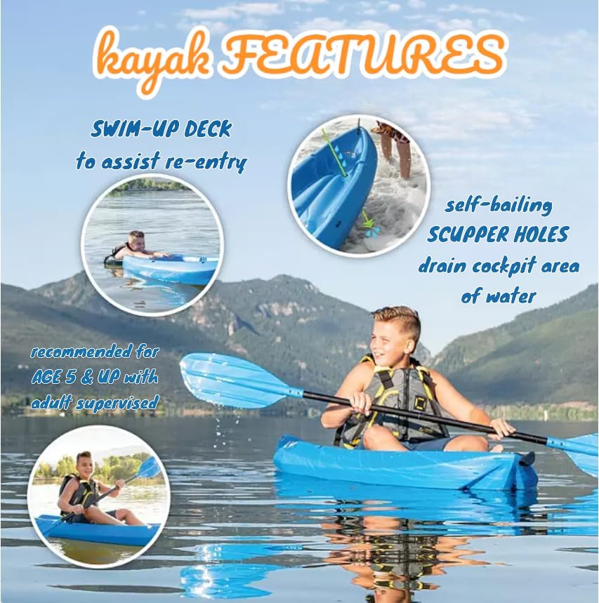 6' Youth Kayak with Paddle. Designed for Stability and Safety, It's the Perfect Choice for Young Paddlers Ready to Conquer the Water
