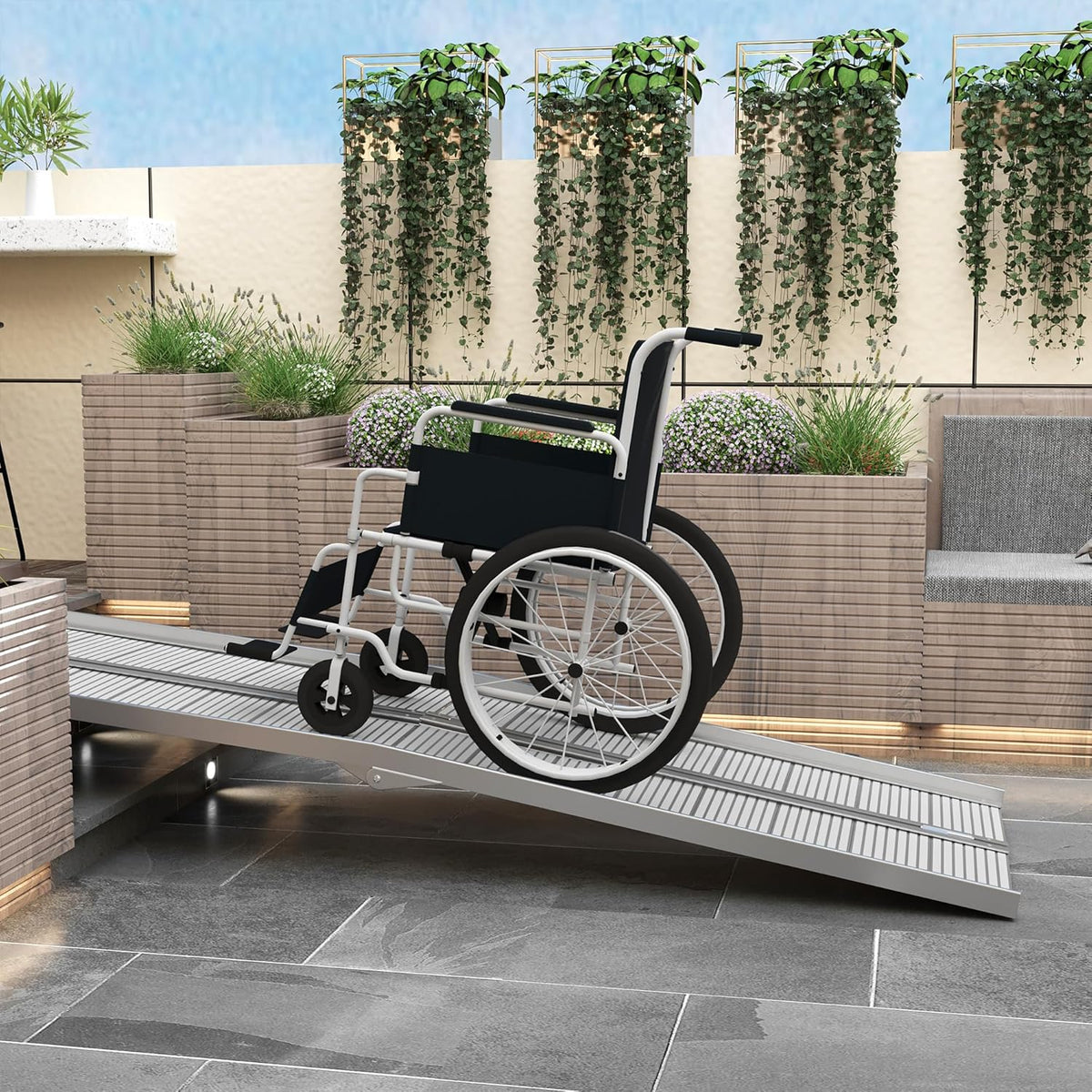 8-Foot Folding Aluminum Wheelchair Ramp