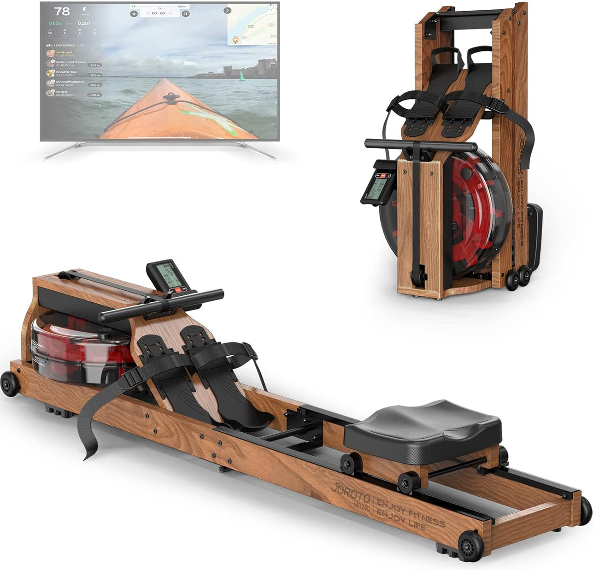 Folding Water Rowing Machine with Bluetooth Monitor
