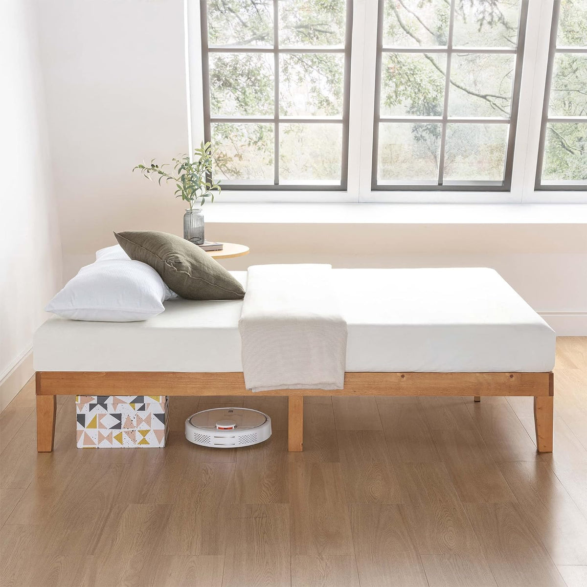 12-Inch Solid Wood Platform Bed Frame, Queen, Natural
