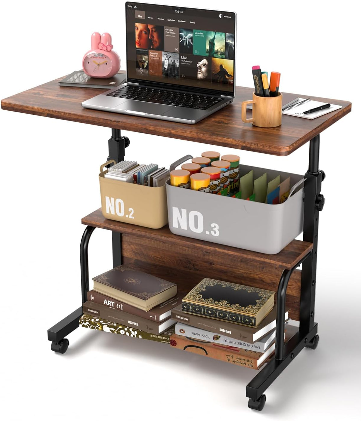 32-Inch Rolling Standing Desk with Adjustable Height