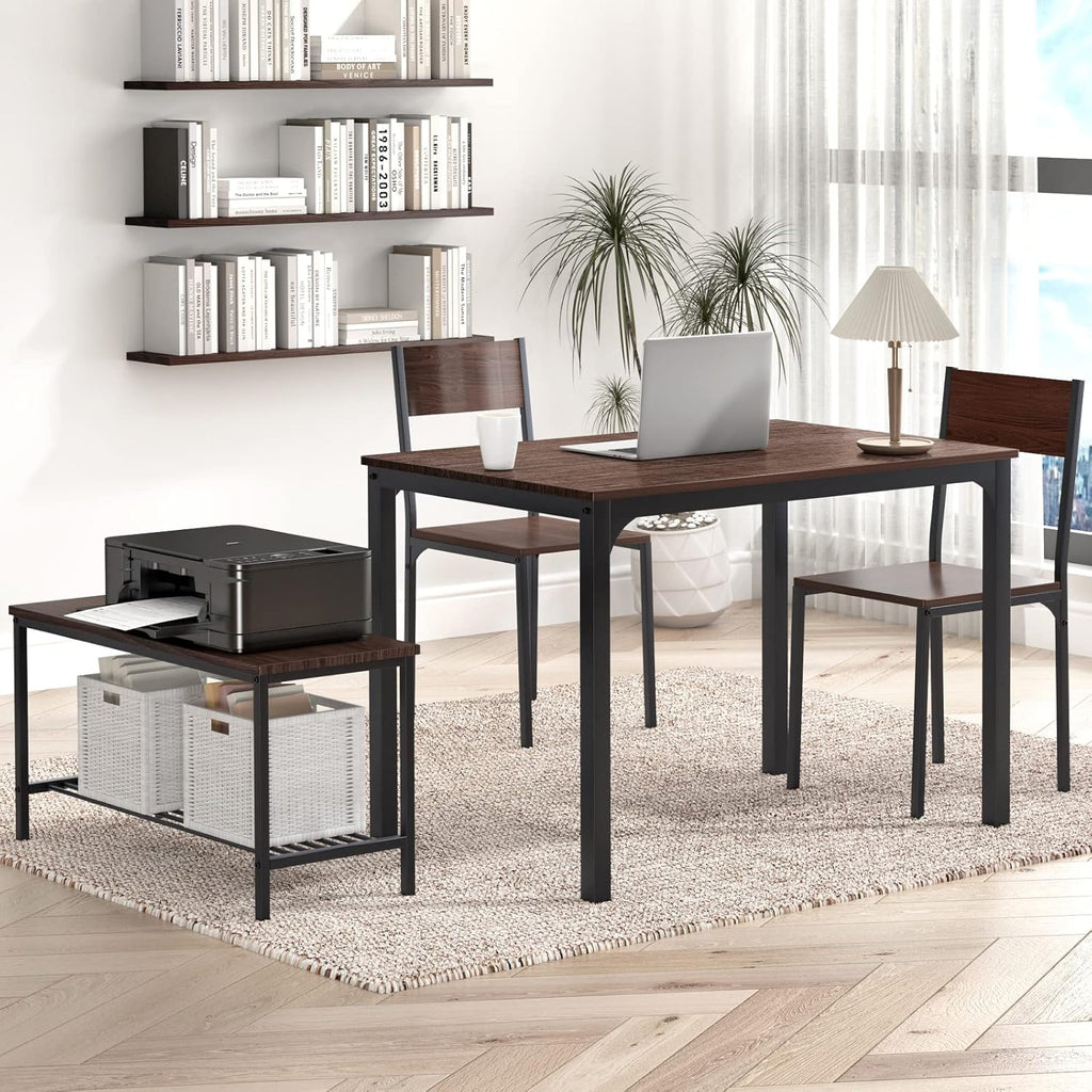 4-Piece Dining Set with Two Chairs and Bench, White