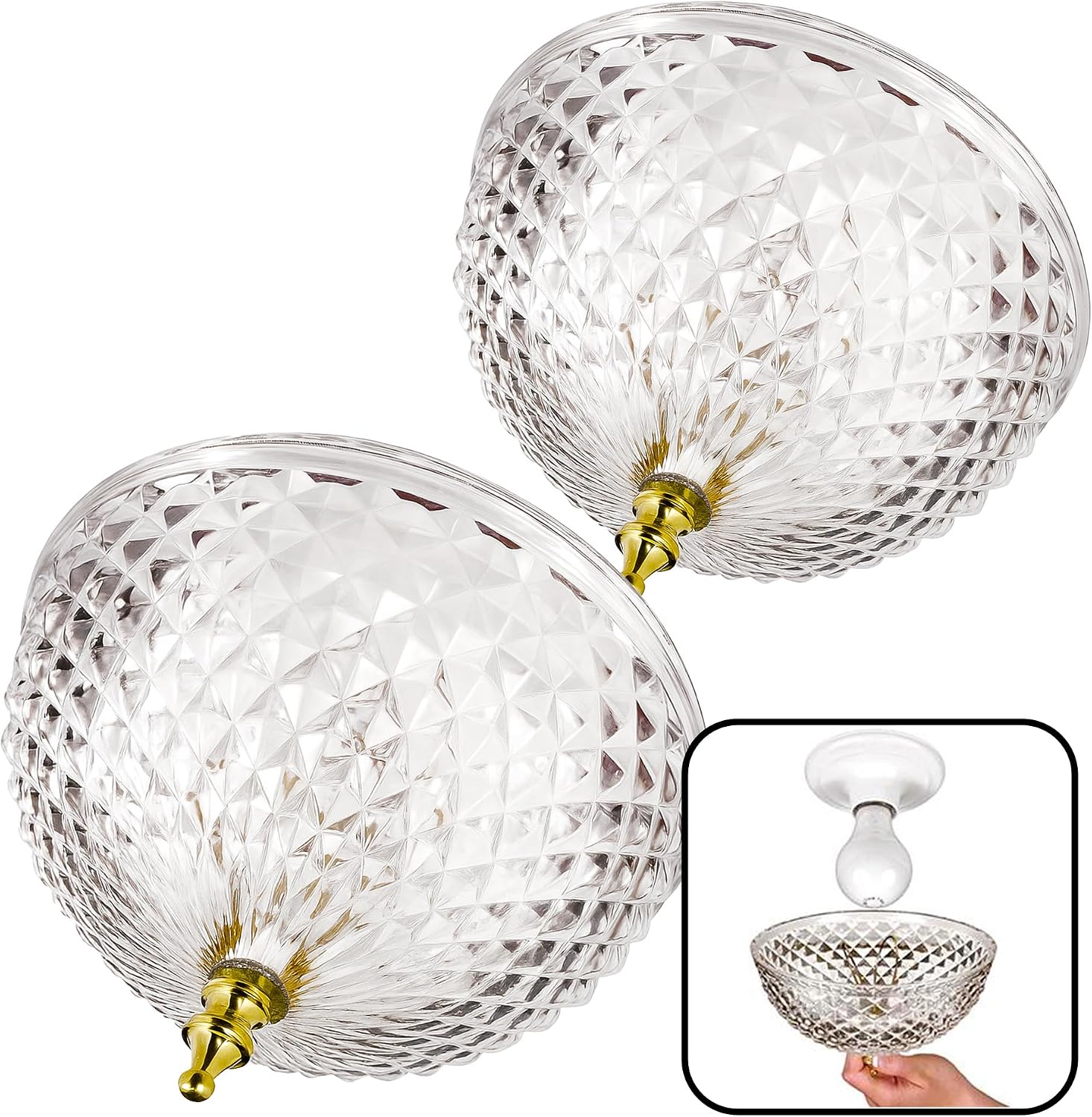 Shadevie Diamond-Cut Acrylic Clip-On Lamp Shade – for Ceiling Bulbs & Lamps