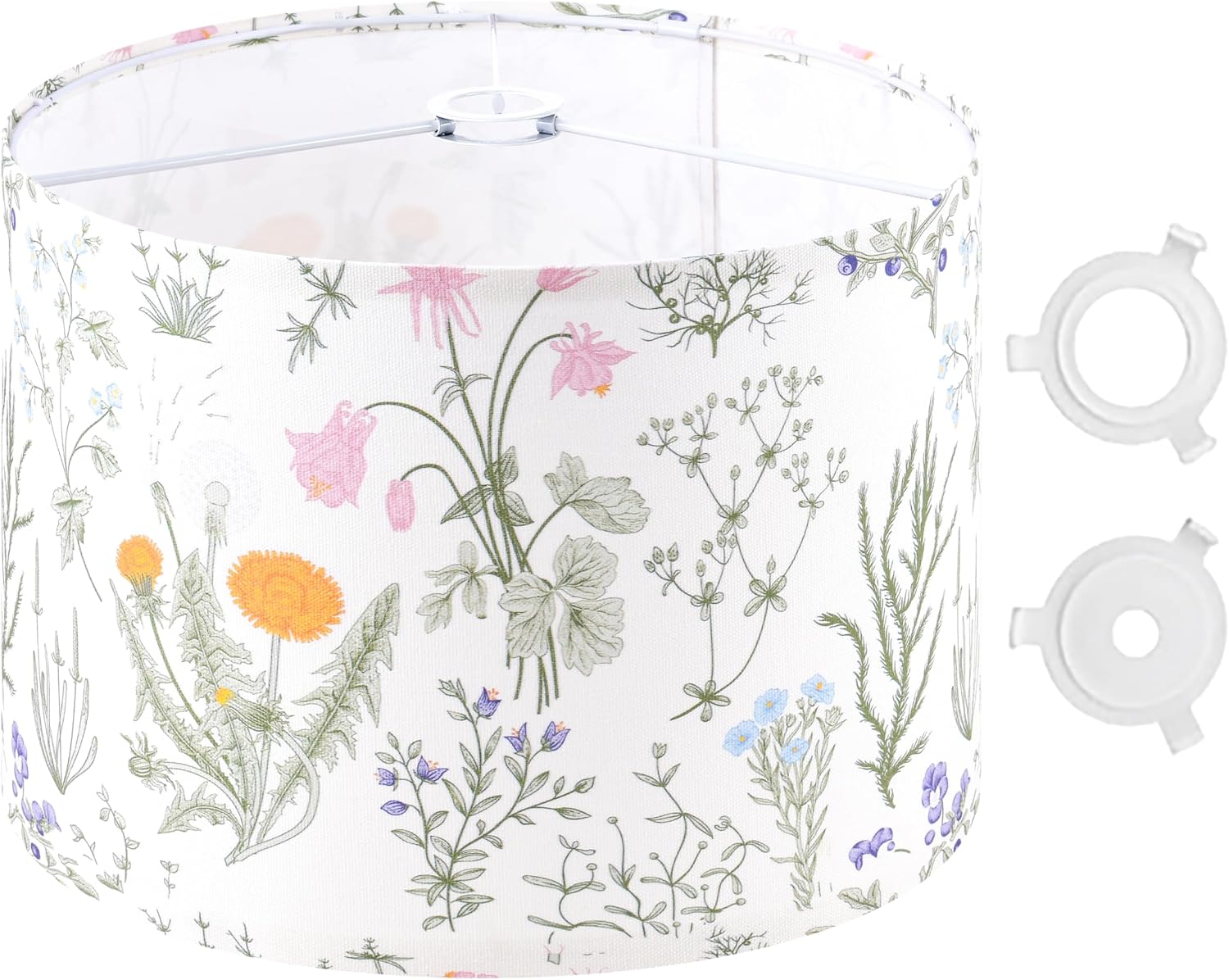 Shadevie Pink Floral Bird Print Drum Lamp Shade – for Table Lamps