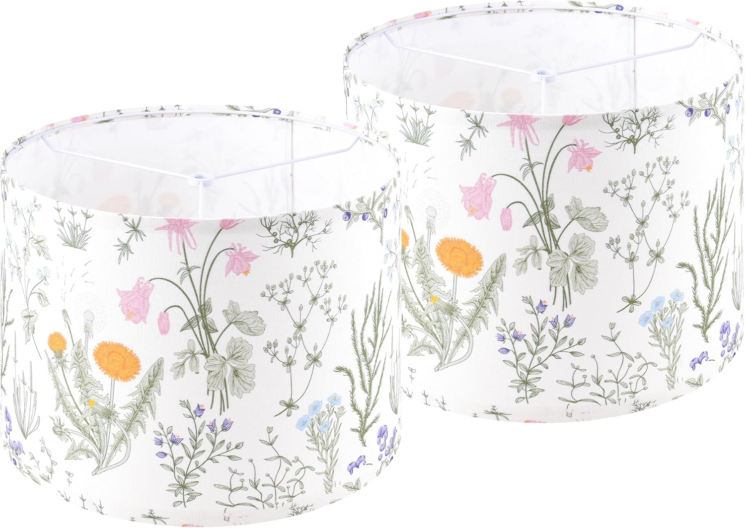 Shadevie Pink Floral Bird Print Drum Lamp Shade – for Table Lamps