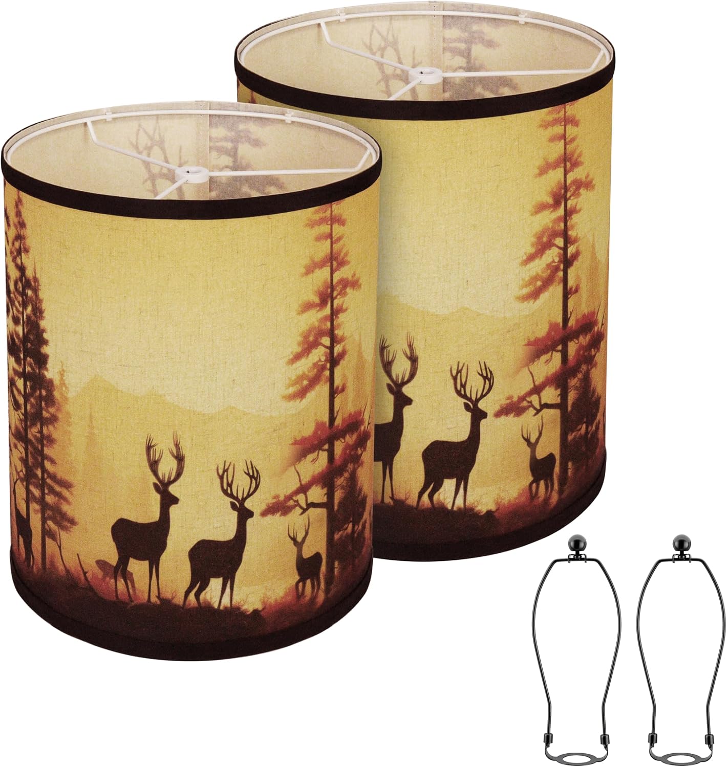 Shadevie Rustic Deer Print Drum Lamp Shade – for Cabin & Lodge Decor