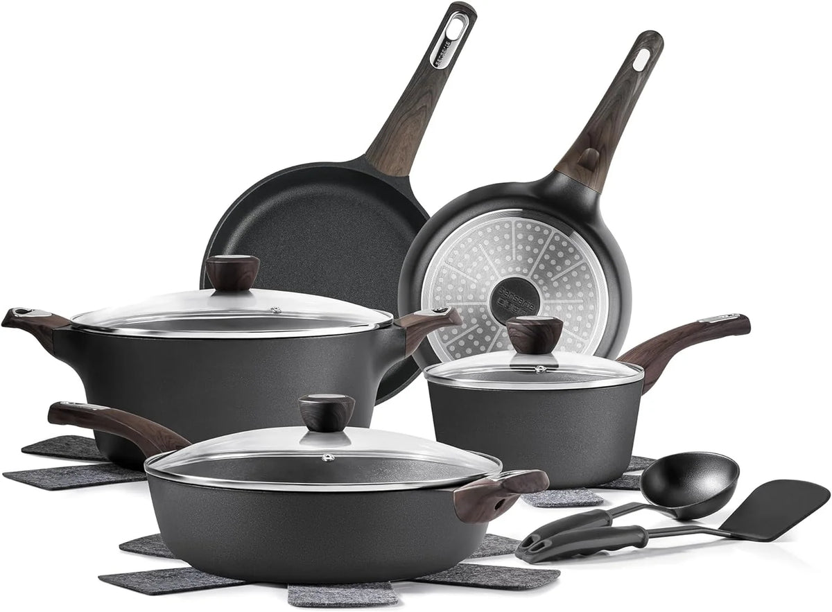 Cookware Sets, Pots and Pans Set Non Stick, 14-PIECE Induction Cookware, Non Toxic Healthy Non Stick Kitchen Cooking Set, with Frying Pans…