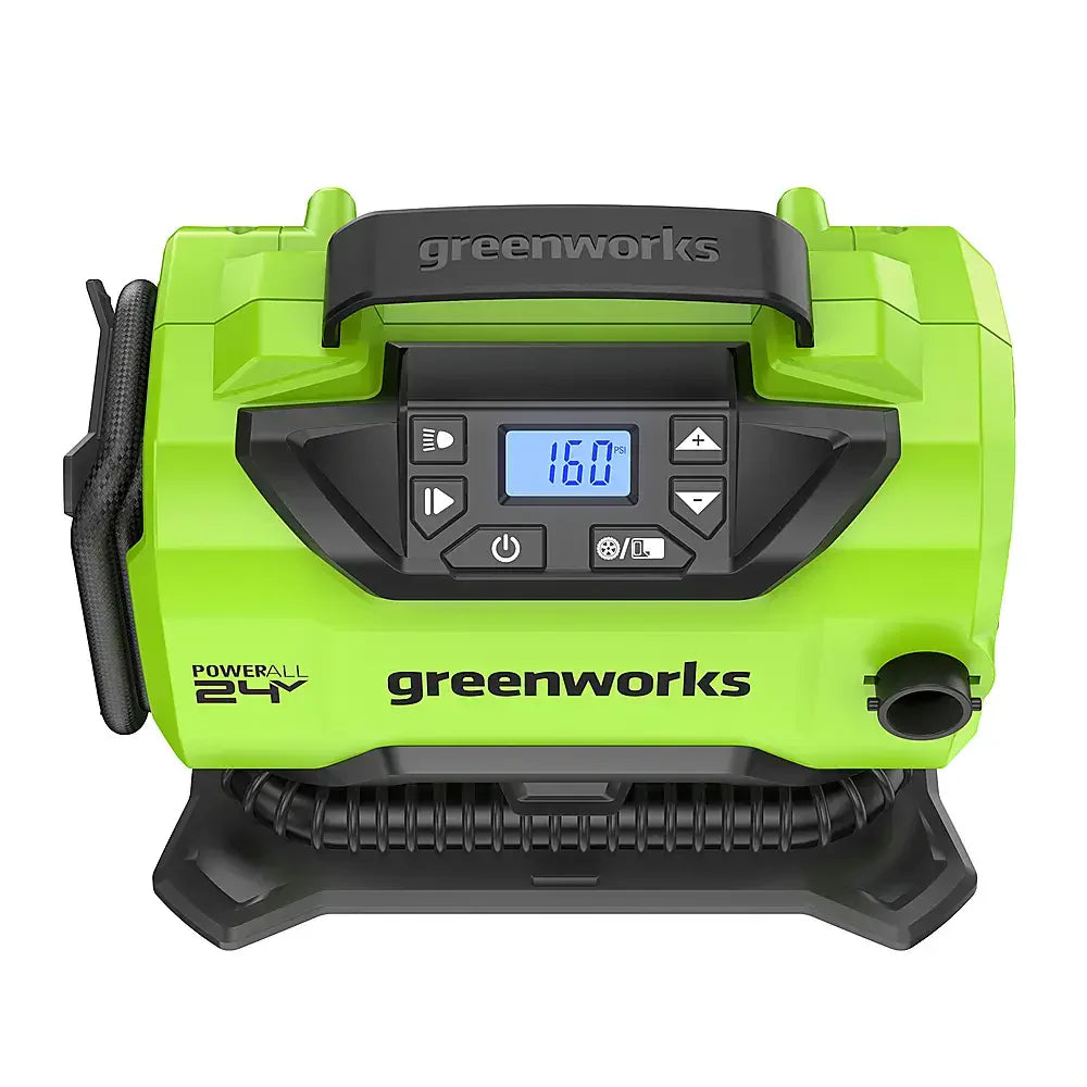 24 Volt Battery Powered 160-PSI Inflator with 2.0 ah Usb-c Battery & Charger - Green