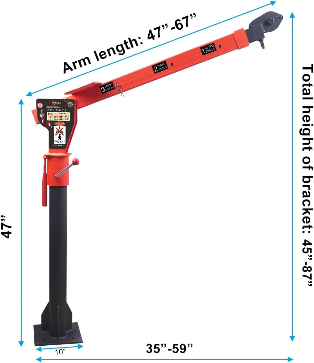 1100LB Folding Dismountable Household Hoist Truck Crane with Electric Hoist (110V) - 880LB Pulling Force, Jib Cranes for Factory, Warehouse,…