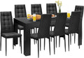 9-Piece Dining Set with Rectangular Table and Eight Upholstered Chairs, Black