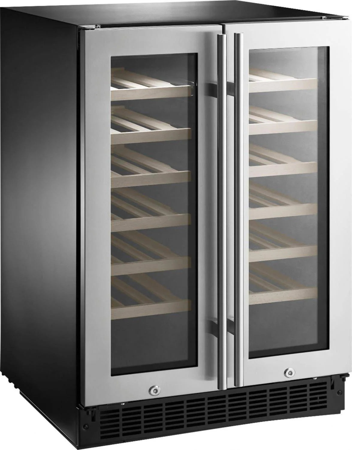 42-BOTTLE or 128-CAN Dual Zone Wine and Beverage Cooler with Glass Do