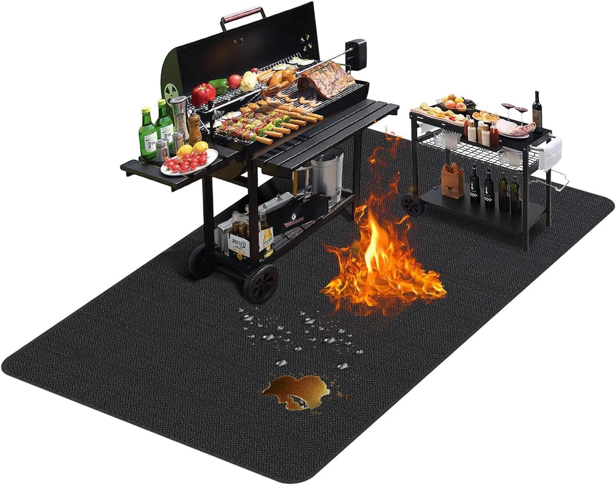 90X52 Inch Under Grill Mat for Outdoor Grill, Fireproof & Waterproof
